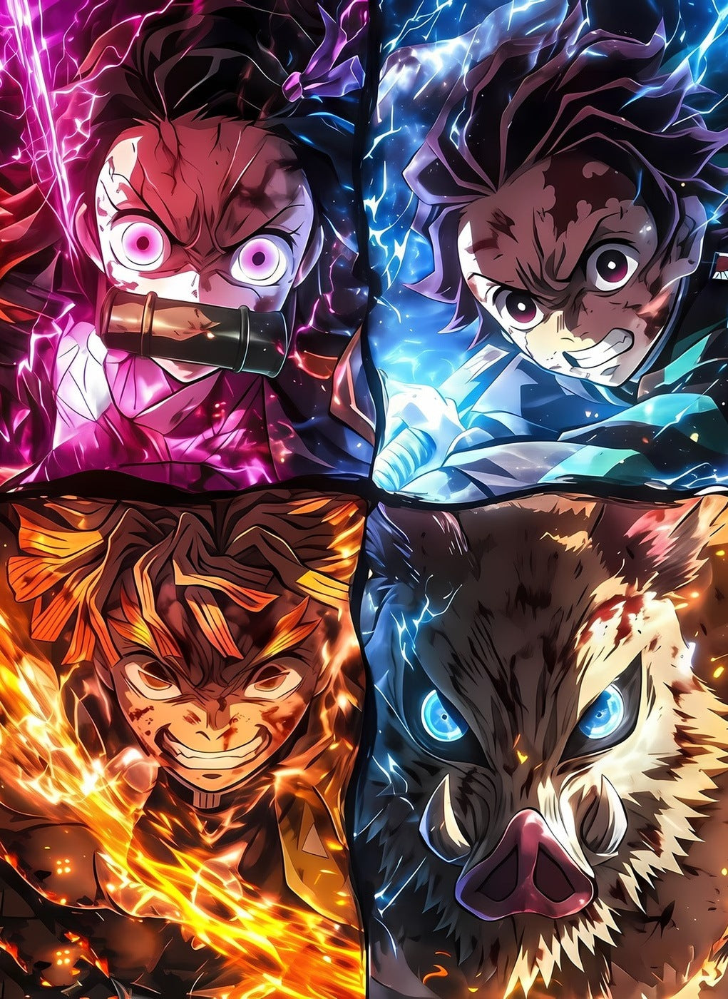 Demon Slayer Nezuko and Tanjiro metal poster artwork
